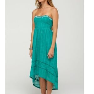 Y2K Vintage Roxy Strapless Babydoll Gauzy Beaded Dress